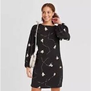 A New  Day Black Dress with White Floral Pattern US Small